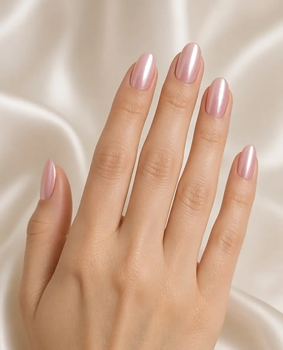 Uñas cromo rosado. Vista previa, simulación.