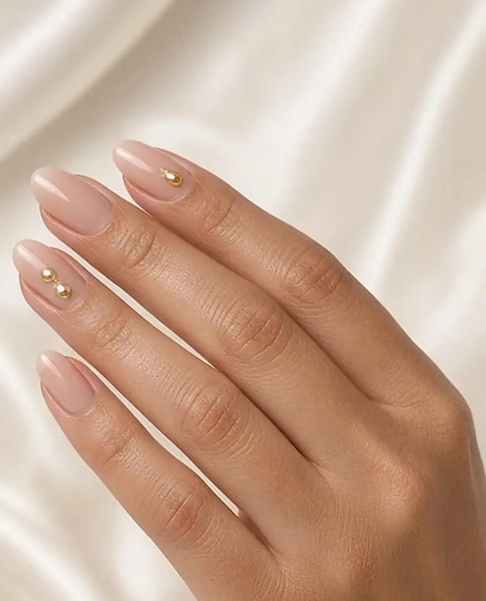 Uñas con charms discretos. Vista previa, simulación.